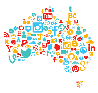 Social Media Icons in the map of Australia